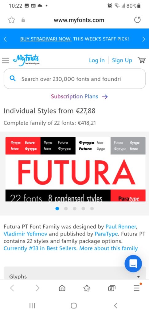 futura 485x1024 - Il ruolo del font nella creazione del linguaggio del marchio e nell'identità visiva